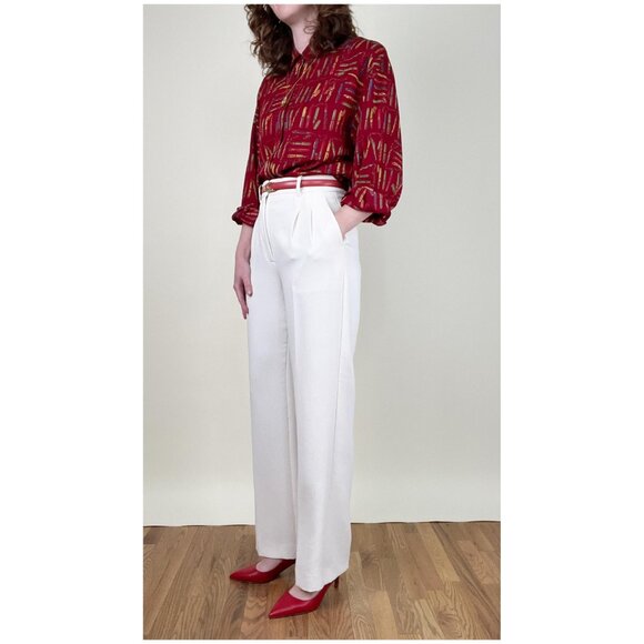 Vintage Calligraphy Fountain Pen Novelty Print Button Up Down Blouse Shirt Top - Picture 2 of 9